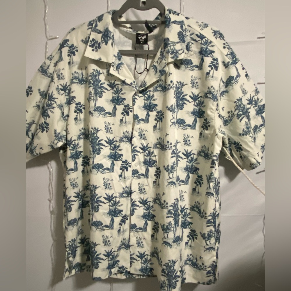 Print Blue and White Men's Shirt